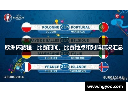 欧洲杯赛程：比赛时间、比赛地点和对阵情况汇总